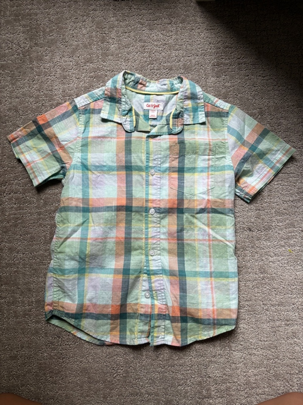 Cat & Jack Pastel Plaid Short Sleeve Button-Down Shirt